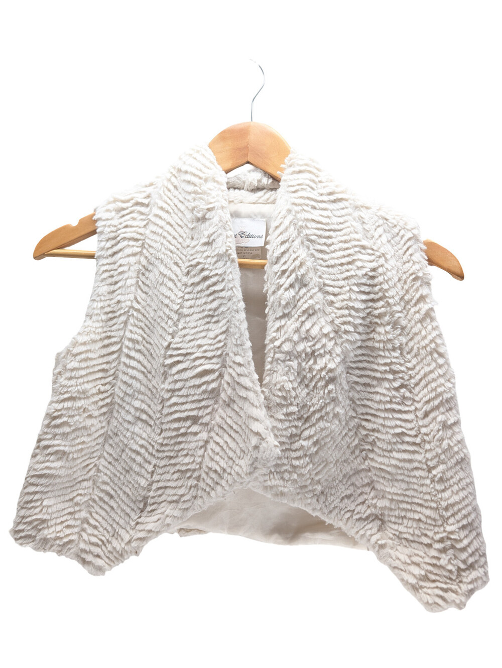Rare Editions Faux Fur Vest Girls Size Ten Cropped Ivory